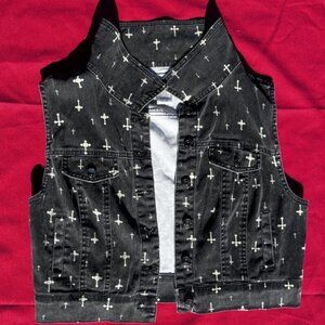 Vintage Jalate Punk Crosses Denim Vest